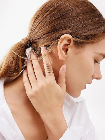 FindChic Long Wire Ring Full Finger Rings for Women 925 Sterling Silver Statement Rings Gift for Mom NANA, with Gift Box in Kuwait