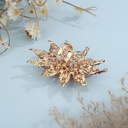 Xerling Big Flower Rhinestone Floral Cocktail Womens Statement Rings Aesthetic for Party Costume Large Chunky Finger Rings for Teens in Saudi Arabia