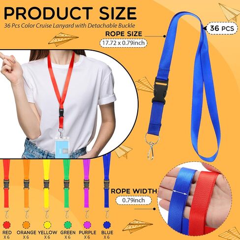 Woanger 36pcs Lanyards Bulk for ID Badges Neck Lanyard Strap Keychain with Quick Release Detachable Buckle Keychain Lanyard (Rainbow Color) in Saudi Arabia
