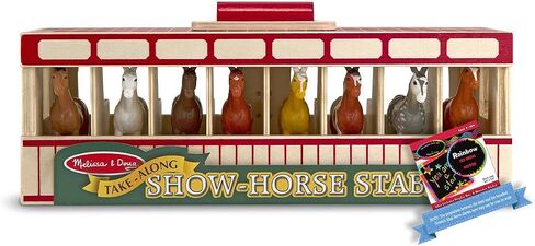Melissa & Doug Take-Along Show Horse Stable: T o y Horse Play Set Bundle with 1 Theme Compatible M&D Scratch Fun Mini-Pad (03744) in Saudi Arabia