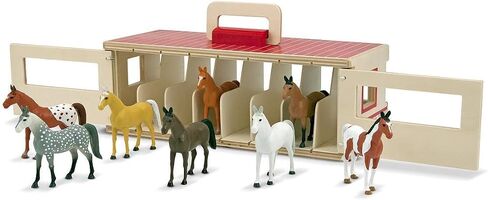Melissa & Doug Take-Along Show Horse Stable: T o y Horse Play Set Bundle with 1 Theme Compatible M&D Scratch Fun Mini-Pad (03744) in Saudi Arabia