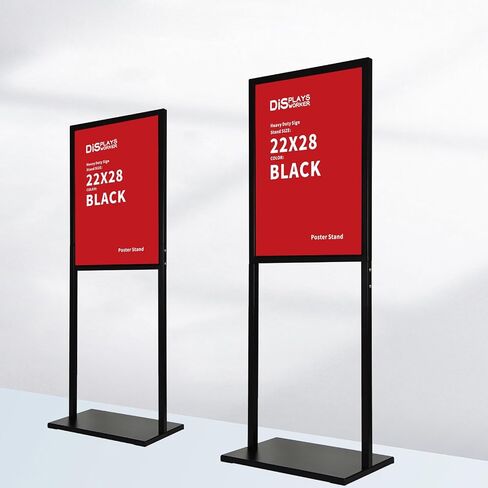 DISPLAYSWORKER Sign holder floor stand, heavy Duty Pedestal poster banner stand for display,22×28 inch slide-in double sided poster sign holder floor standing for board Display (Black, 22×28) in Saudi Arabia