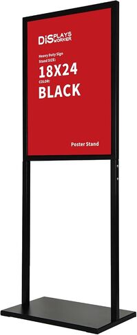 DISPLAYSWORKER Sign holder floor stand, heavy Duty Pedestal poster banner stand for display,22×28 inch slide-in double sided poster sign holder floor standing for board Display (Black, 22×28) in Saudi Arabia