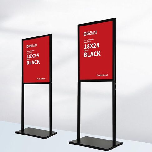 DISPLAYSWORKER Sign holder floor stand, heavy Duty Pedestal poster banner stand for display,22×28 inch slide-in double sided poster sign holder floor standing for board Display (Black, 22×28) in Saudi Arabia