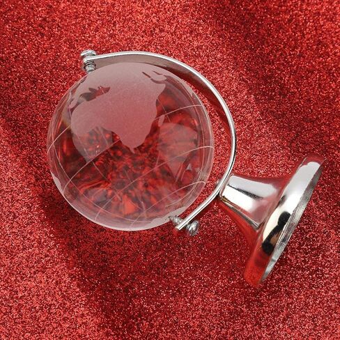 Crystal Globe Decor, Mini Crystal Sphere Globe Round Earth Globe with World Map Decorative Crystal Glass Ball Sphere with Metal Stand Desktop Ornament for School, Home, and Office in Saudi Arabia