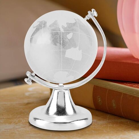Crystal Globe Decor, Mini Crystal Sphere Globe Round Earth Globe with World Map Decorative Crystal Glass Ball Sphere with Metal Stand Desktop Ornament for School, Home, and Office in Saudi Arabia