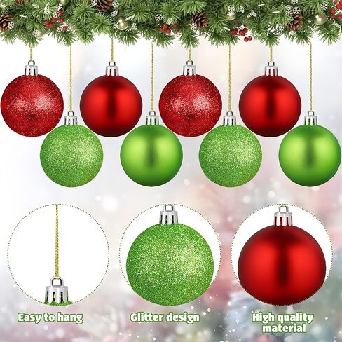 24 جهاز كمبيوتر شخصى عيد الميلاد الأحمر الأخضر الكرة الحلي 2.4 بوصة عيد الميلاد شاتيربروف شجرة الزينة التألق البلاستيك عيد الميلاد شنقا الكرة الحلي كرات لشجرة عيد الميلاد عطلة حزب ديكور المنزل in Kuwait