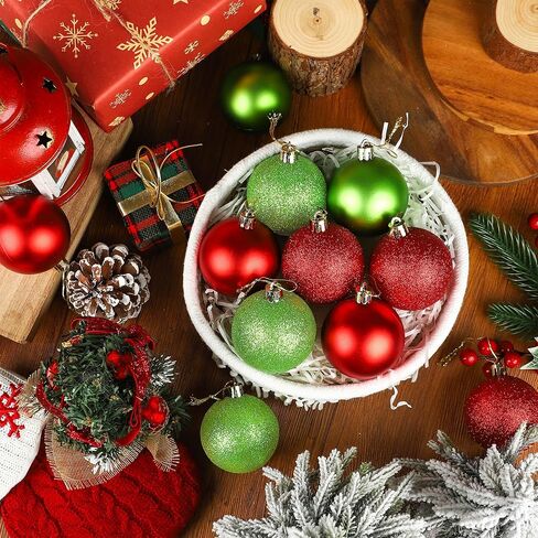 24 جهاز كمبيوتر شخصى عيد الميلاد الأحمر الأخضر الكرة الحلي 2.4 بوصة عيد الميلاد شاتيربروف شجرة الزينة التألق البلاستيك عيد الميلاد شنقا الكرة الحلي كرات لشجرة عيد الميلاد عطلة حزب ديكور المنزل in Kuwait