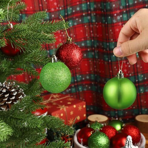 24 جهاز كمبيوتر شخصى عيد الميلاد الأحمر الأخضر الكرة الحلي 2.4 بوصة عيد الميلاد شاتيربروف شجرة الزينة التألق البلاستيك عيد الميلاد شنقا الكرة الحلي كرات لشجرة عيد الميلاد عطلة حزب ديكور المنزل in Kuwait