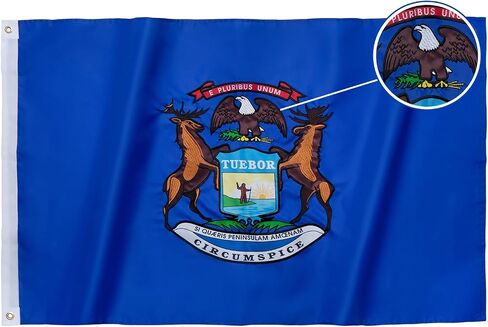 Michigan State Flag 3X5 Ft MI Flags Embroidery Heavy Duty for Outdoors Banner with 2 Brass Grommets in Saudi Arabia