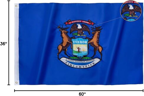 Michigan State Flag 3X5 Ft MI Flags Embroidery Heavy Duty for Outdoors Banner with 2 Brass Grommets in Saudi Arabia