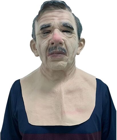 Halloween Old Man Mask Portable Full Face Covering Scary Wrinkle Grandpa Mask Realistic Latex Mask Halloween Cosplay Party in Saudi Arabia