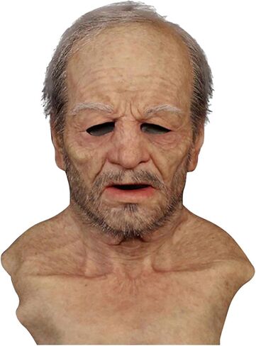 Halloween Old Man Mask Portable Full Face Covering Scary Wrinkle Grandpa Mask Realistic Latex Mask Halloween Cosplay Party in Saudi Arabia