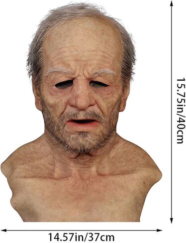 Halloween Old Man Mask Portable Full Face Covering Scary Wrinkle Grandpa Mask Realistic Latex Mask Halloween Cosplay Party in Saudi Arabia