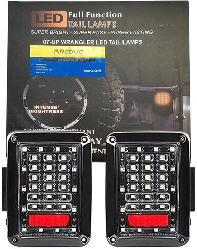 مجموعات مصابيح الذيل FIREBUG JK Wrangler - ضوء خلفي LED لـ JK wrangler، مصابيح خلفية JK مع ضوء الفرامل والضوء العكسي، مناسب لملحقات JK JKU 2007-2017 JK Wrangler in Saudi Arabia