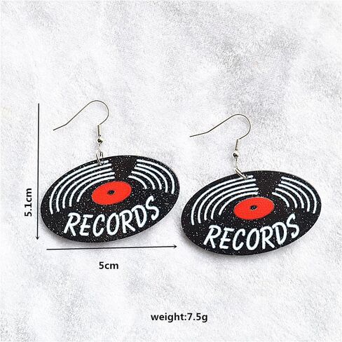 coadipress Vintage Vinyl Records Earrings for Women Retro Black Red Acrylic Long Player DJ Rock Roll 50s 60s 70s Classic Music Circle Record Dangle Drop Earrings Disco Party Jewelry in Saudi Arabia
