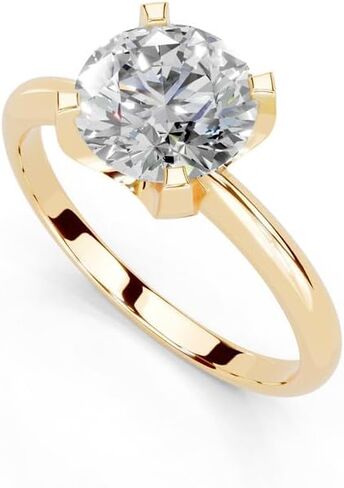 Round Cut Classic Solitaire Lab Grown Diamond Engagement Wedding Anniversary Ring In 14K Gold Platinum for Women (1-3 Ct, F-G Color, VS1-VS2 Clarity) IGI Certified in Saudi Arabia