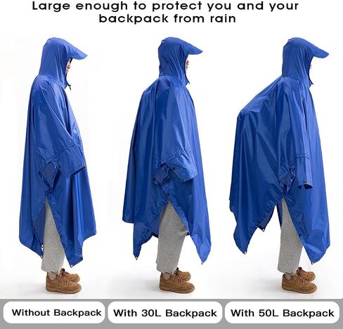 Cosmine Hooded Rain Poncho for Adult with Pocket, Waterproof Lightweight Unisex Raincoat Jacket for Hiking Camping Emergency in Saudi Arabia