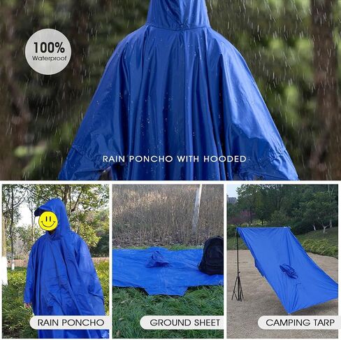 Cosmine Hooded Rain Poncho for Adult with Pocket, Waterproof Lightweight Unisex Raincoat Jacket for Hiking Camping Emergency in Saudi Arabia