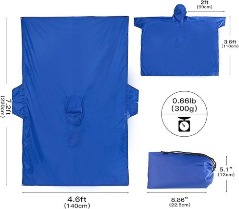 Cosmine Hooded Rain Poncho for Adult with Pocket, Waterproof Lightweight Unisex Raincoat Jacket for Hiking Camping Emergency in Saudi Arabia