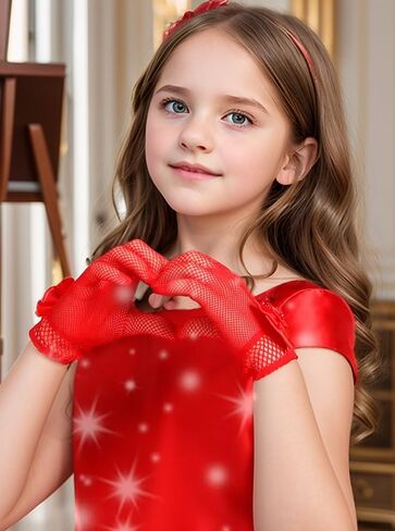 LATTEMARMALATTE Girl's Fishnet Gloves Flower Kids Gloves Dressy Wrist Length Gloves for Wedding, Halloween Party, Prom Glove in Kuwait