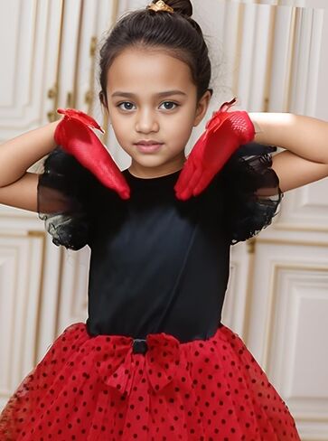 LATTEMARMALATTE Girl's Fishnet Gloves Flower Kids Gloves Dressy Wrist Length Gloves for Wedding, Halloween Party, Prom Glove in Kuwait