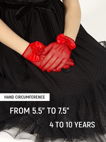 LATTEMARMALATTE Girl's Fishnet Gloves Flower Kids Gloves Dressy Wrist Length Gloves for Wedding, Halloween Party, Prom Glove in Kuwait