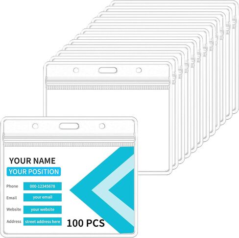 Horizontal ID Card Name Tag Badge Holder with Waterproof Type Resealable Zip (Holders, 35Packs) in Saudi Arabia