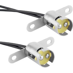 2PCS Car Bulb Socket,BA15D Car Light Bulb Socket Adapter with 2 Wire Connectors,Multi-Purpose BA15D LED Bulb Socket Holder for Brake Light/Turn Signal Light/Tail Lights (BA15D/Long)