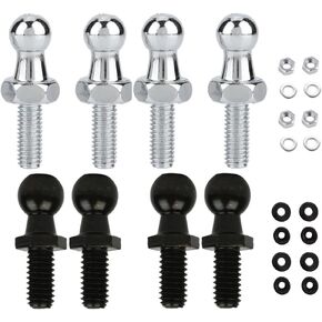 Qty 4 Ball Studs 10mm Ball-Studs, M6X1.0 Thread Black Color Zinc Plating for Gas Spring/Prop/Strut Lift Support Fittings (Black, M6 Screw)