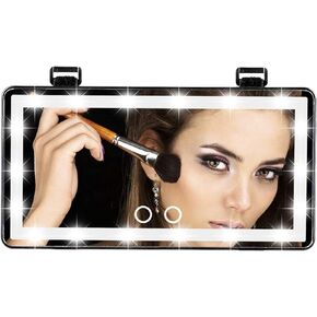 Car Visor LED Vanity Mirror, Rechargeable Car Makeup Mirror with LED Lights for Car Truck SUV Rear View Mirror Sun, Shading Cosmetic Mirror with Touch on Screen for Cars. (Black)