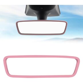 Rear View Mirror Protector Frame Compatible with Model 3 Y X S Semi 2014-2024 Interior Rearview Mirror Cover Accessories Silicone Decorations Center Console Decorate Protect for Gift (Pink)