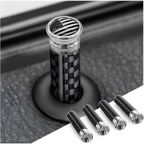 4PCS Car Door Lock Knobs, Carbon Fiber Auto Door Lock Pin Cover, Interior Vehicle Door Pull Pins, Door Bolt Decorative Modification Cover, Car Decor Accessories Universal for SUV, Truck, Van (Black)