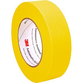 3M Automotive Refinish Masking Tape 388N, 06654, 36 mm x 55 m, Yellow, Crepe Backing, Moisture Resistant, Multi-Purpose