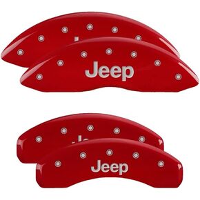 MGP Caliper Covers – Brake Caliper Covers 2011-2021 Jeep Grand Cherokee 2022 Jeep Grand Cherokee WK (42020S) - Front and Rear Set - Jeep Logo - Red