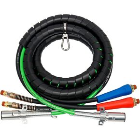 Air Lines for Tractor Trailer, 12FT 3 in 1 Semi Truck Air Hose Kit ABS 7 Way Electrical Cable and Rubber Air Line Hose Wrap Assembly