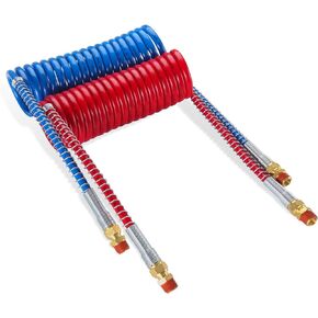 15Ft Air Brake Line Hoses & ABS Electrical Power Cord Assembly with Tender Spring Kit & Gladhands & Handles & Seals,1/2" NPT DOT Fittings Pigtail Trailer Semi Truck Air Hose