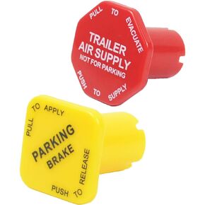Parking Brake and Trailer Air Supply Mv-3 Knob Yellow & Red Fit for Peterbilt Kenworth Volvo Western Star Truck Replace Bendix 298818 298817