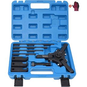 Harmonic Balancer Damper Pulley Puller Kit, Compatible with Ford GM Chrysler Cadillac Chevy Trucks Mitsubishi, Adjustable Upgraded 3-Jaw Puller for Harmonic Damper & Balancer Removal