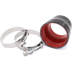 3 بوصة إلى 3-1/2 بوصة أسود سيليكون مخفض مقرنة 4 طبقات من تعزيز البوليستر متوافق مع أنابيب الهواء المبرد الداخلي وتطبيقات توربو 2x T-Bolt Clamps (92mm، 100mm) in Kuwait