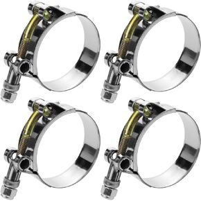 2 Pack 2" T-Bolt Hose Clamps, 304 Stainless Steel Turbo Intake Clamp, Working Range 56-64mm for 2" Hose ID