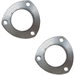 Flygun 2 PCS Car Exhaust Pipe Interface Gasket, 3" Three-Hole Stainless Steel Gasket High Temperature Resistant Muffler Flange Gasket, Modification Replacement Accessories, for Most Models (Silver)