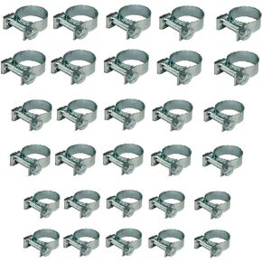 30pcs - 1/4" 5/16" 3/8" Fuel Injection Gas Line Hose Clamps Clip Pipe Clamp Assortment Kit Perfect for Automotive, Agriculture, Plant & Construction