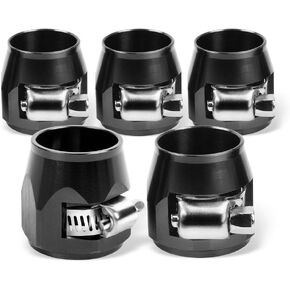4AN Hose Pipe Clamps,5PCS Hose Finisher Clamp with Screw Band,Black Hose Connectorsfor Fuel/Oil/Diesel/Gas/Air and Water rubber Hose Tube