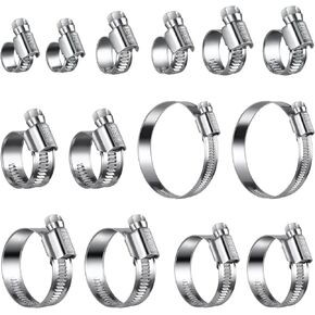 Non-Stripping Worm Gear Hose Clamps Size#6, 1/2 to 3/4 inch Adjustable Stainless Steel Hose Clamps for 3/8"id Fuel line,Garden Hose,Rolled Band Edge Protection,20Pack