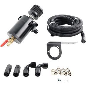 10AN Baffled Oil Catch Can Breather Can with Drain Valve 750ML Bundle and 10FT 10AN 5/8'' Fuel Line Fitting Kit Nylon Braided CPE Oil Hose