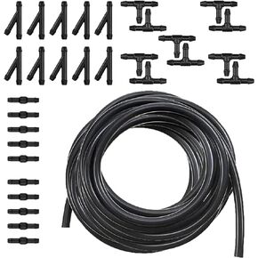 30 PCS Car Windshield Washer Hose Kit, 13Ft Rubber Washer Hose, 30 PCS Vehicle Hose Connectors for Pump and Nozzles, Universal Automotive Windshield Wash Accessories for Truck SUV (Black)