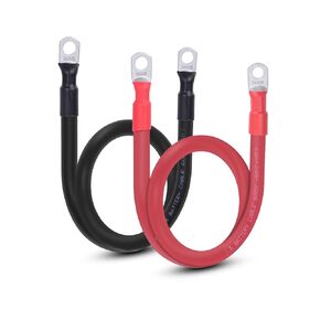 4 Gauge Battery Cable, 1FT 4 AWG Battery Cable Wire with 3/8" Terminals, Pure Copper Welding Cable Inverter Cables, for Automotive Solar Marine Boat Motorcycle (4AWG 1FT Red + 1FT Black)