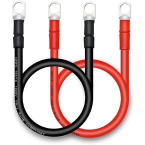 Battery Cable, 4 AWG Battery Cables with Terminals, 2PCS Copper Battery Cables.