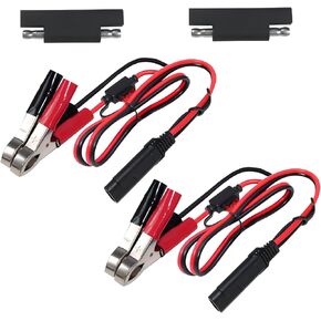 SAE to Battery Alligator Clip - KUNCAN 1.5FT 12V SAE 2Pin Quick Disconnect Cable SAE to Battery Clamp Cord 7.5A Fuse (2 Pack)